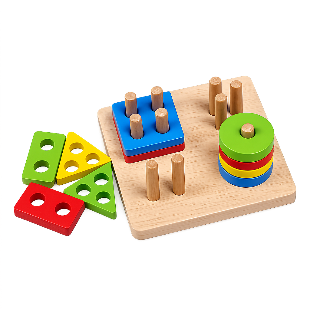 Montessori Shape Sorting & Stacking Board