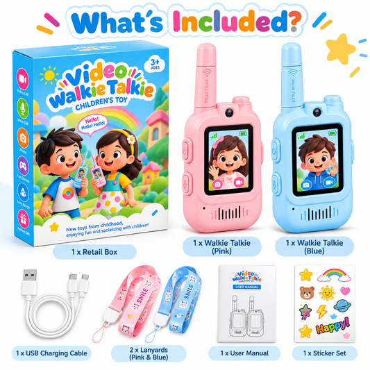 2 PCS Video Walkie Talkie Set – Rechargeable Long Range Camera Walkie Talkies for Kids