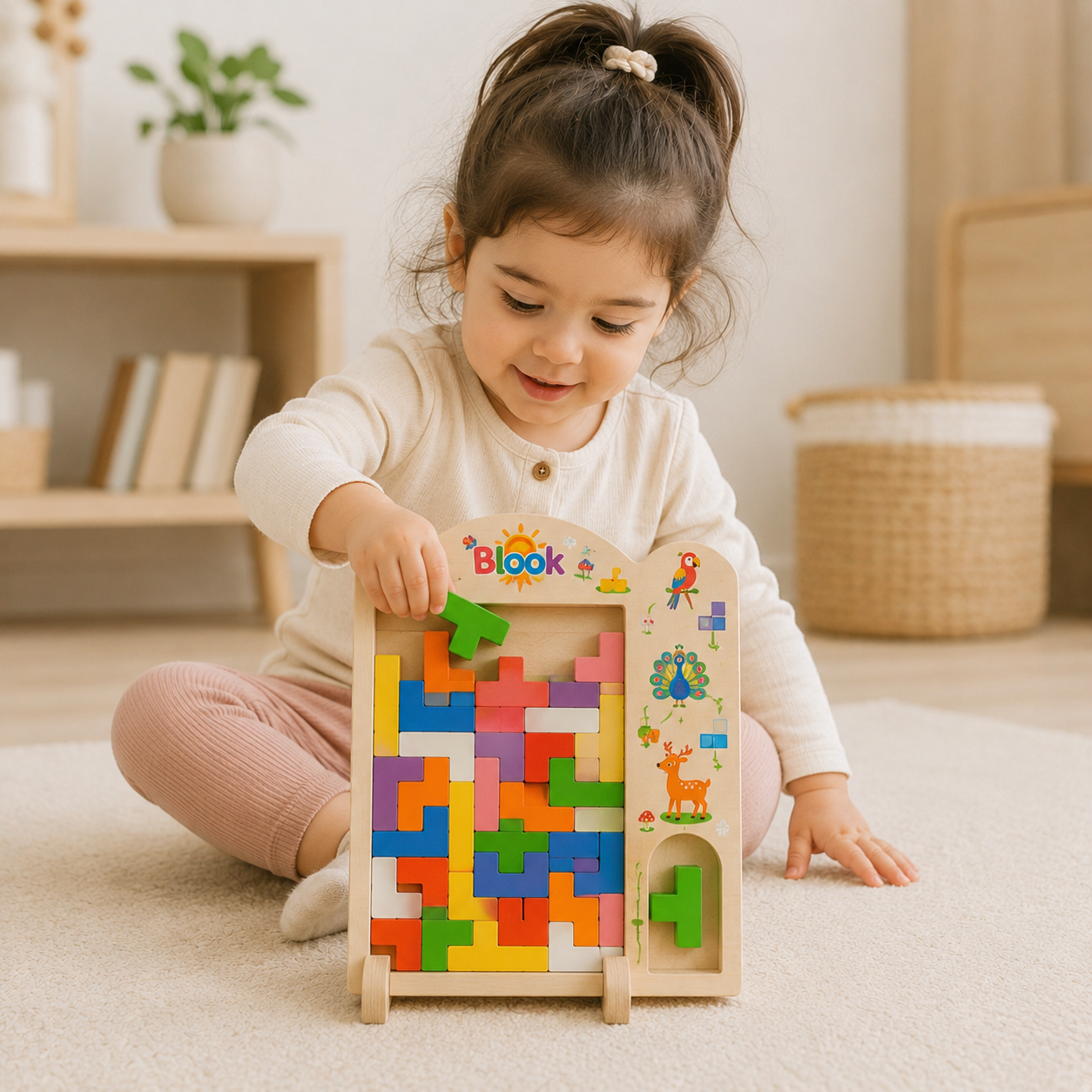 Multifunctional Wooden Block Puzzle Board