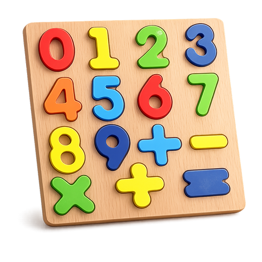 Wooden Number & Math Symbols Puzzle Board