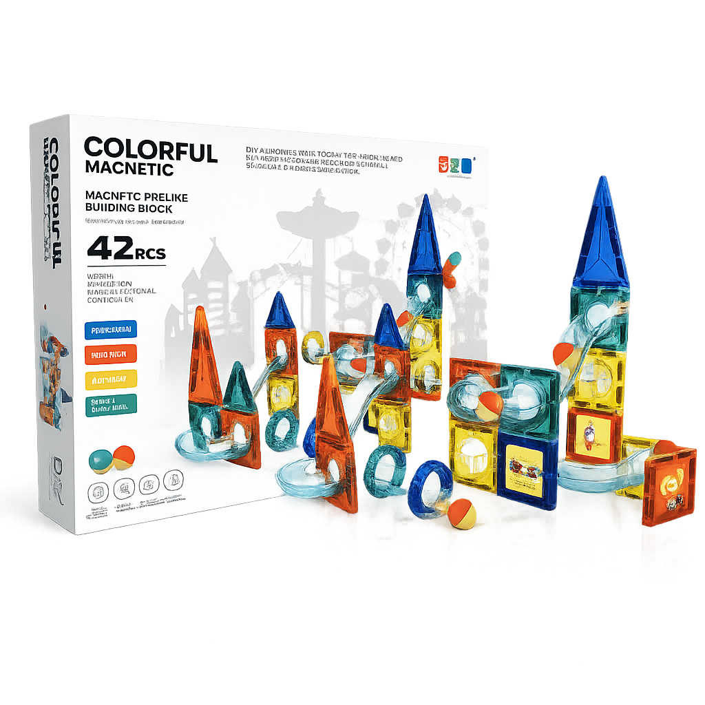 42PCS Magnetic Marble Run Building Blocks for Kids
