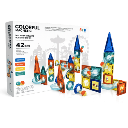 42PCS Magnetic Marble Run Building Blocks for Kids