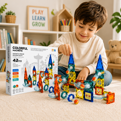 42PCS Magnetic Marble Run Building Blocks for Kids
