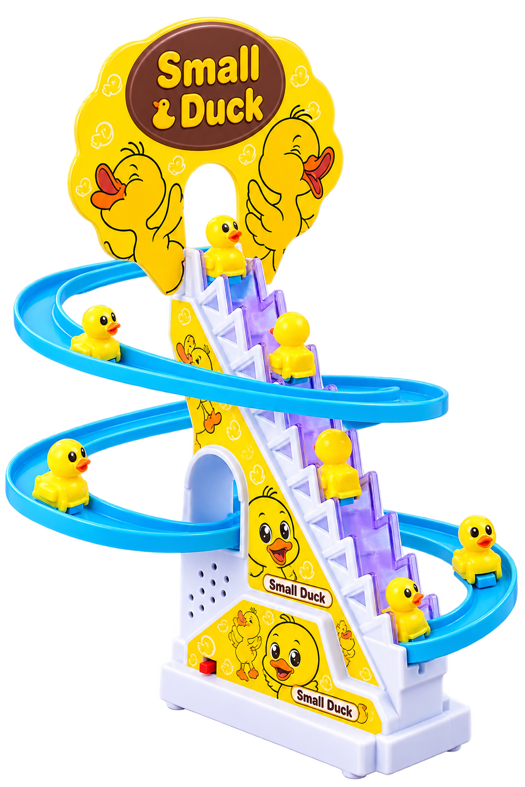 Electric Sliding Duck / Doaremon Climbing Stairs Toy with Music & Lights –