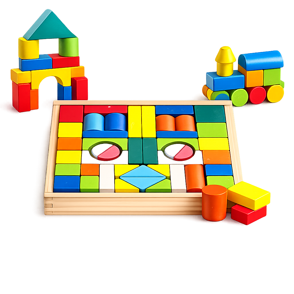 Wooden Puzzle Building Block Set- Construction Toy