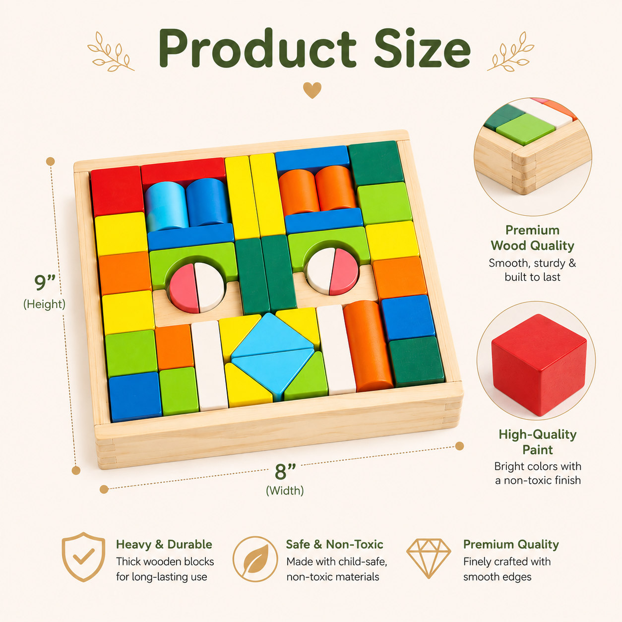 Wooden Puzzle Building Block Set- Construction Toy