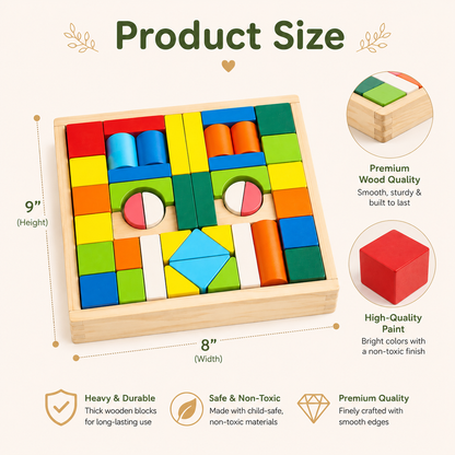 Wooden Puzzle Building Block Set- Construction Toy