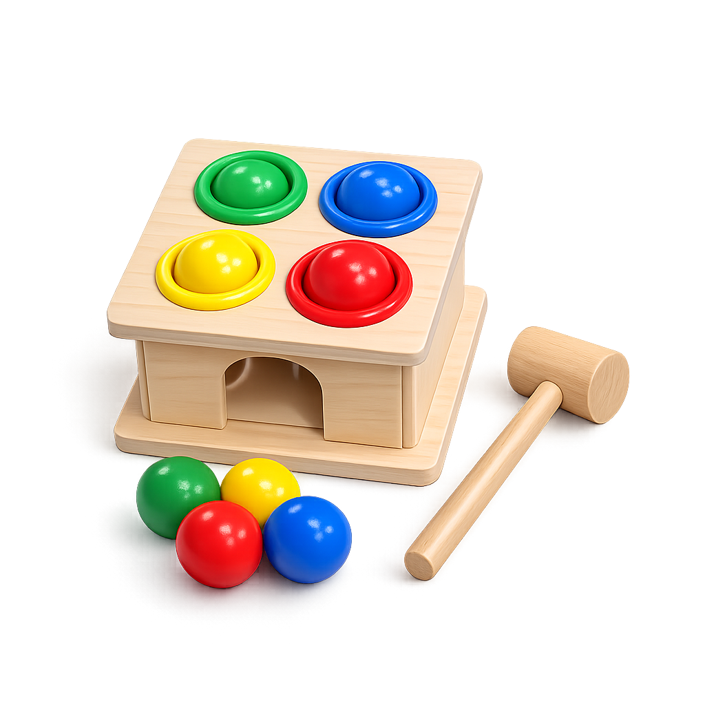 Wooden Pounding Box with Hammer | Montessori Learning Toy for Toddlers
