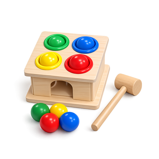 Wooden Pounding Box with Hammer | Montessori Learning Toy for Toddlers