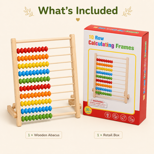 Montessori Wooden 10 Rows Abacus Counting Frame