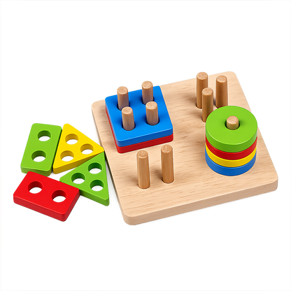 Montessori Shape Sorting & Stacking Board Learning Toy