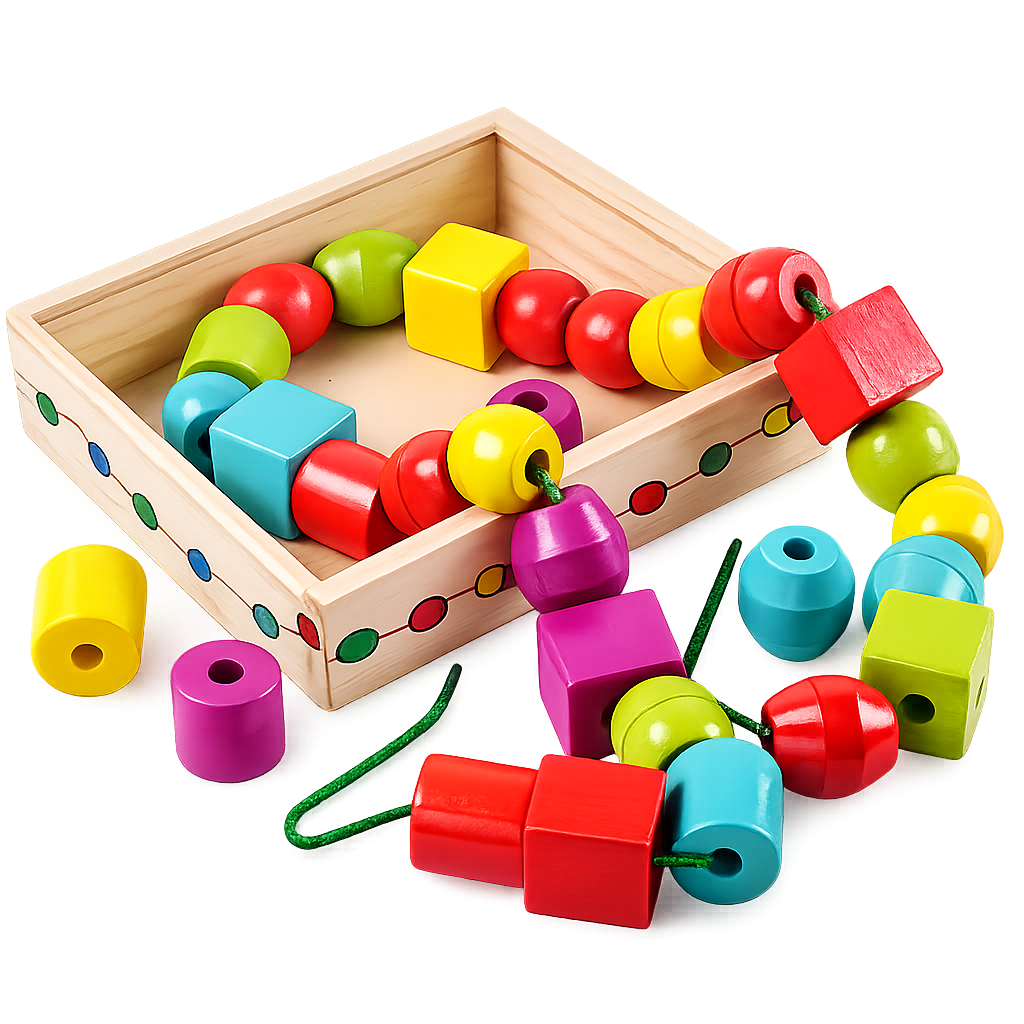 Montessori Wooden Lacing Beads Learning Toy