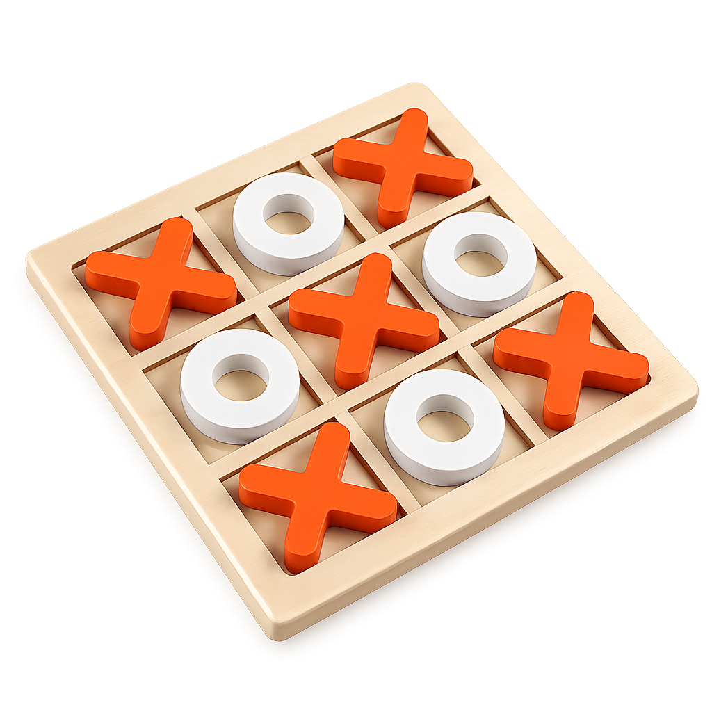 Wooden Tic Tac Toe Puzzle Board