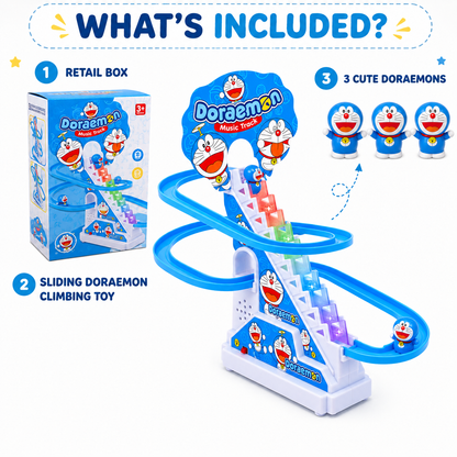 Electric Sliding Duck / Doaremon Climbing Stairs Toy with Music & Lights –