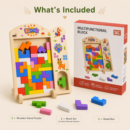 Multifunctional Wooden Block Puzzle Board