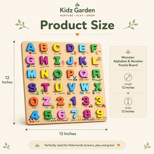 Wooden Alphabet & Number Learning Puzzle Board