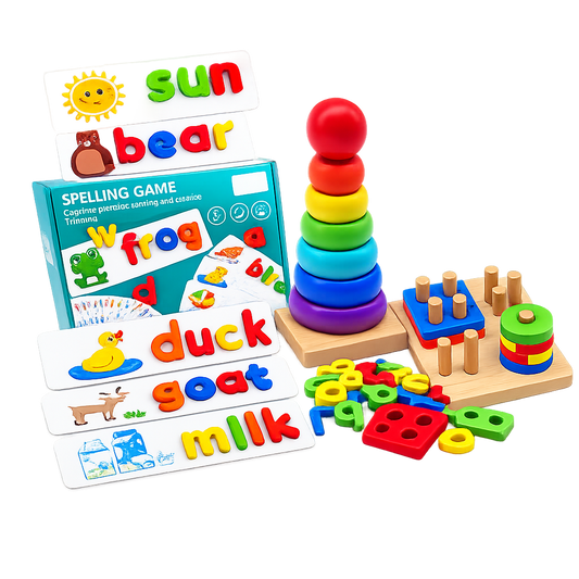 Little Genius Learning Bundle – 3-in-1 Montessori Educational Toy Set