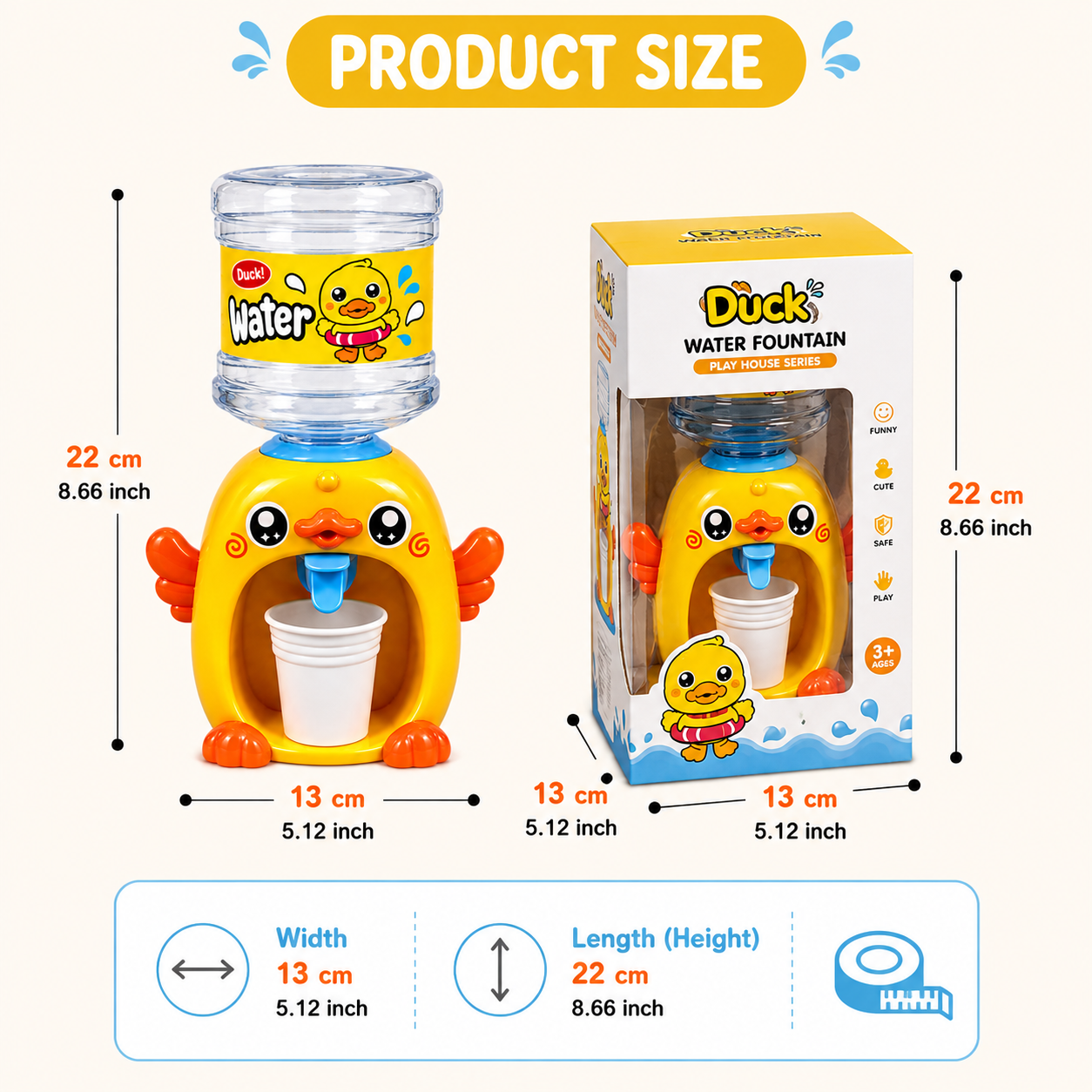 Duck Water Fountain Toy Dispenser for Kids | Interactive Pretend Play Water Station