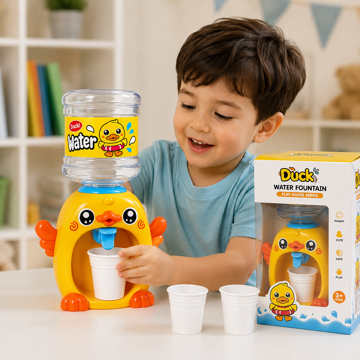 Duck Water Fountain Toy Dispenser for Kids | Interactive Pretend Play Water Station
