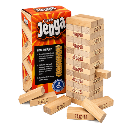 Classic Wooden Jenga Tower Game – 54 Piece Stacking Blocks for Kids & Family