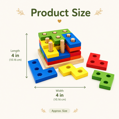 Montessori Wooden Peg Puzzle Stacking Board