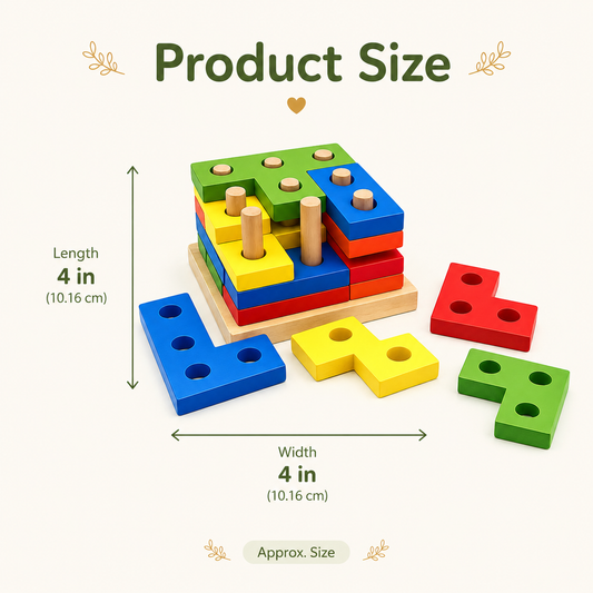 Montessori Wooden Peg Puzzle Stacking Board