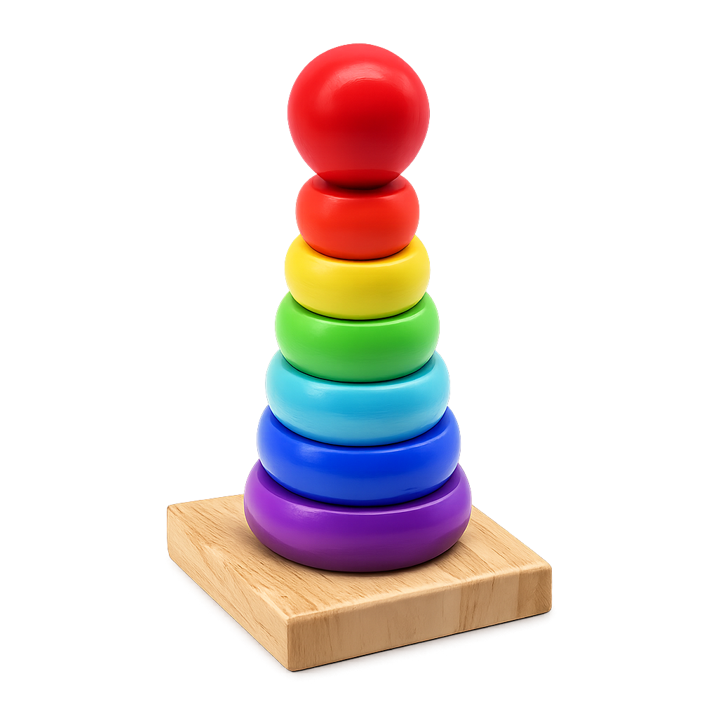 Wooden Rainbow Stacking Ring Toy for Kids