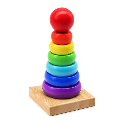 Wooden Rainbow Stacking Ring Toy for Kids