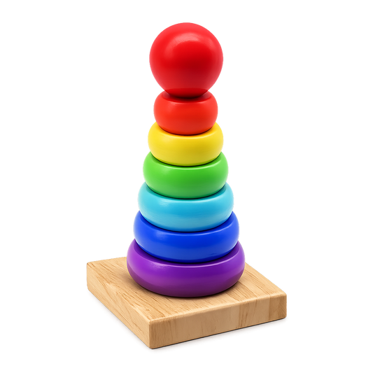 Wooden Rainbow Stacking Ring Toy for Kids