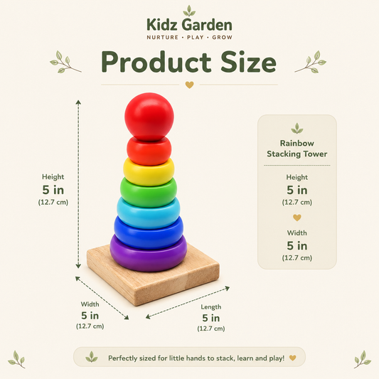 Wooden Rainbow Stacking Ring Toy for Kids