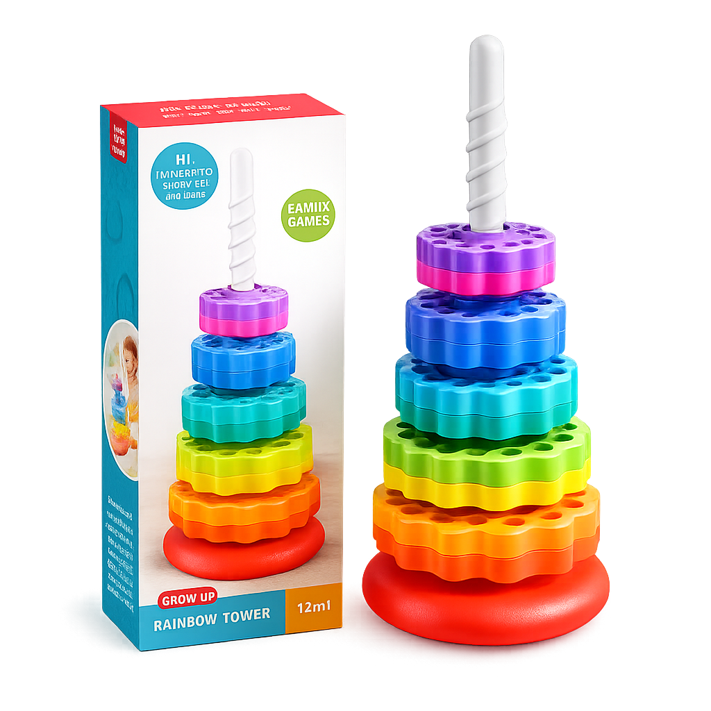 Rainbow Stacking Rings Toy for Toddlers | Learning Toy