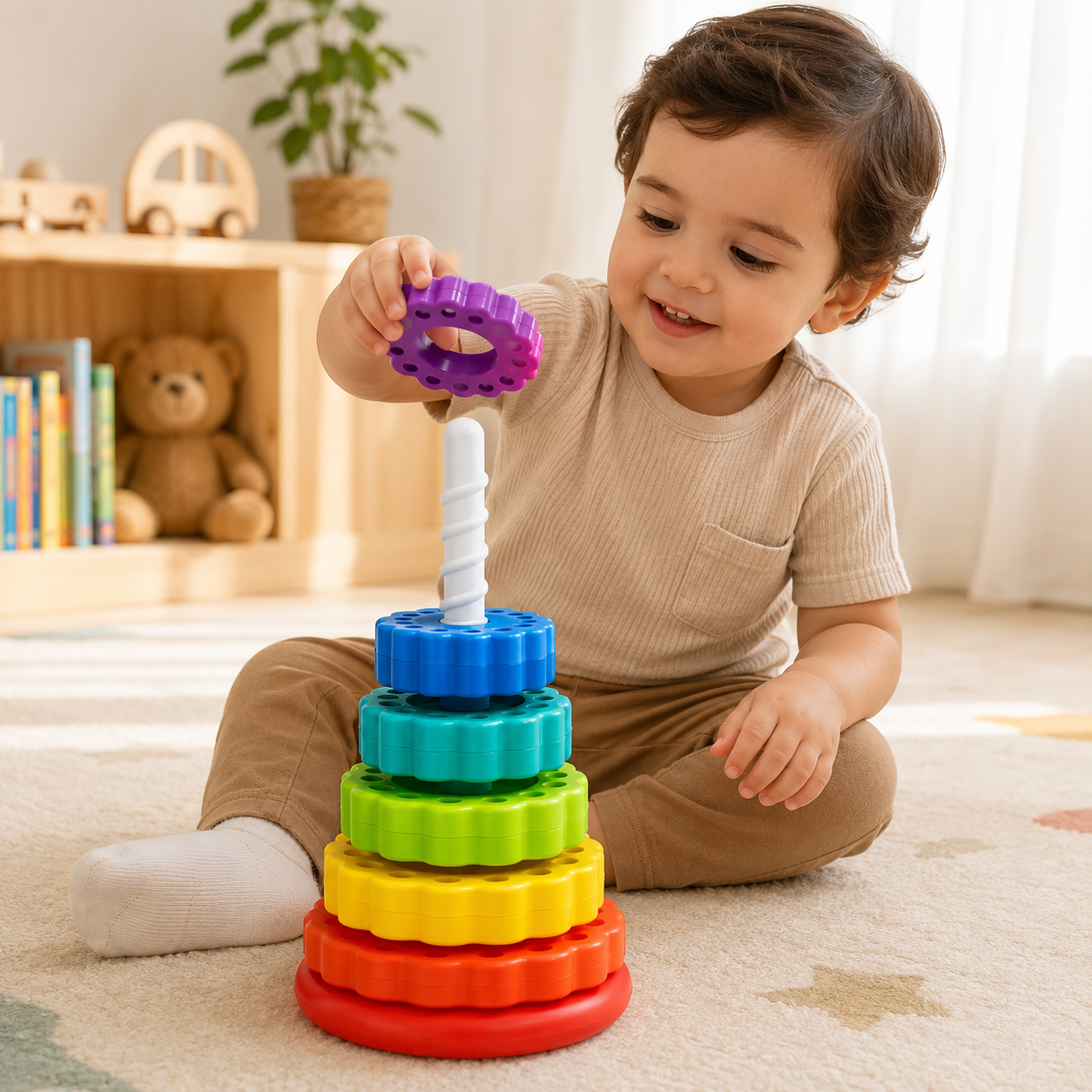 Rainbow Stacking Rings Toy for Toddlers | Learning Toy