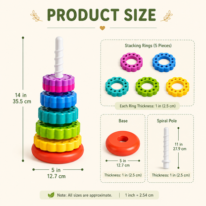 Rainbow Stacking Rings Toy for Toddlers | Learning Toy