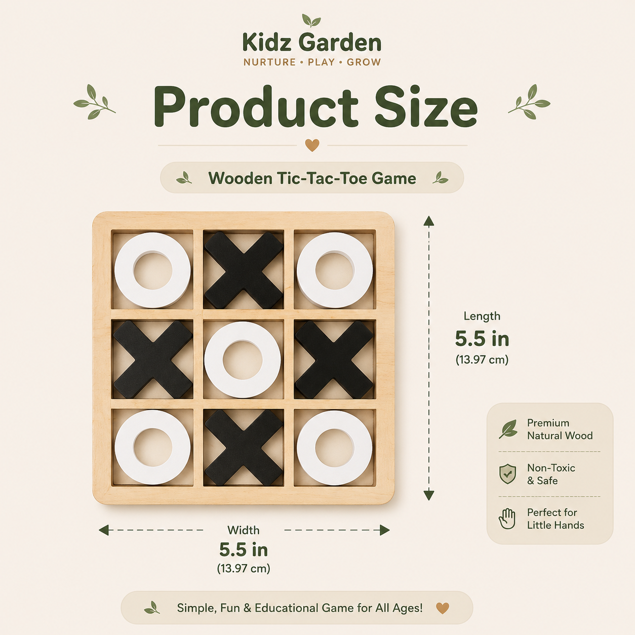 Wooden Tic Tac Toe Puzzle Board Game for Kids
