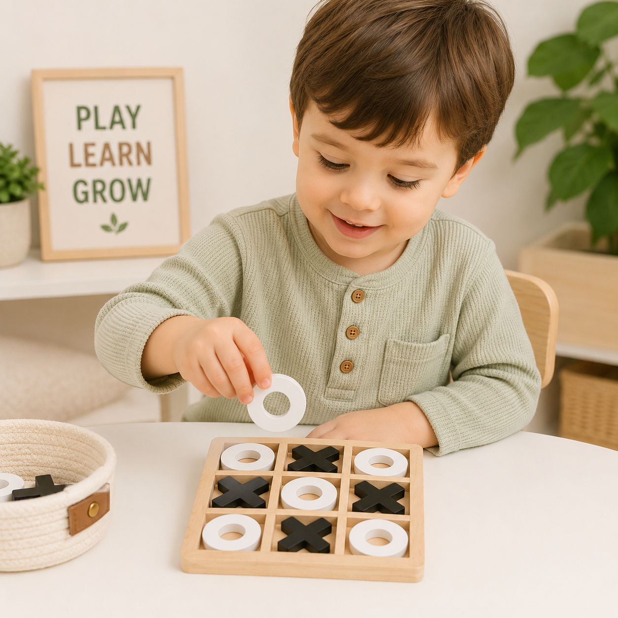 Wooden Tic Tac Toe Puzzle Board Game for Kids