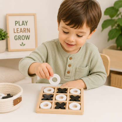 Wooden Tic Tac Toe Puzzle Board Game for Kids