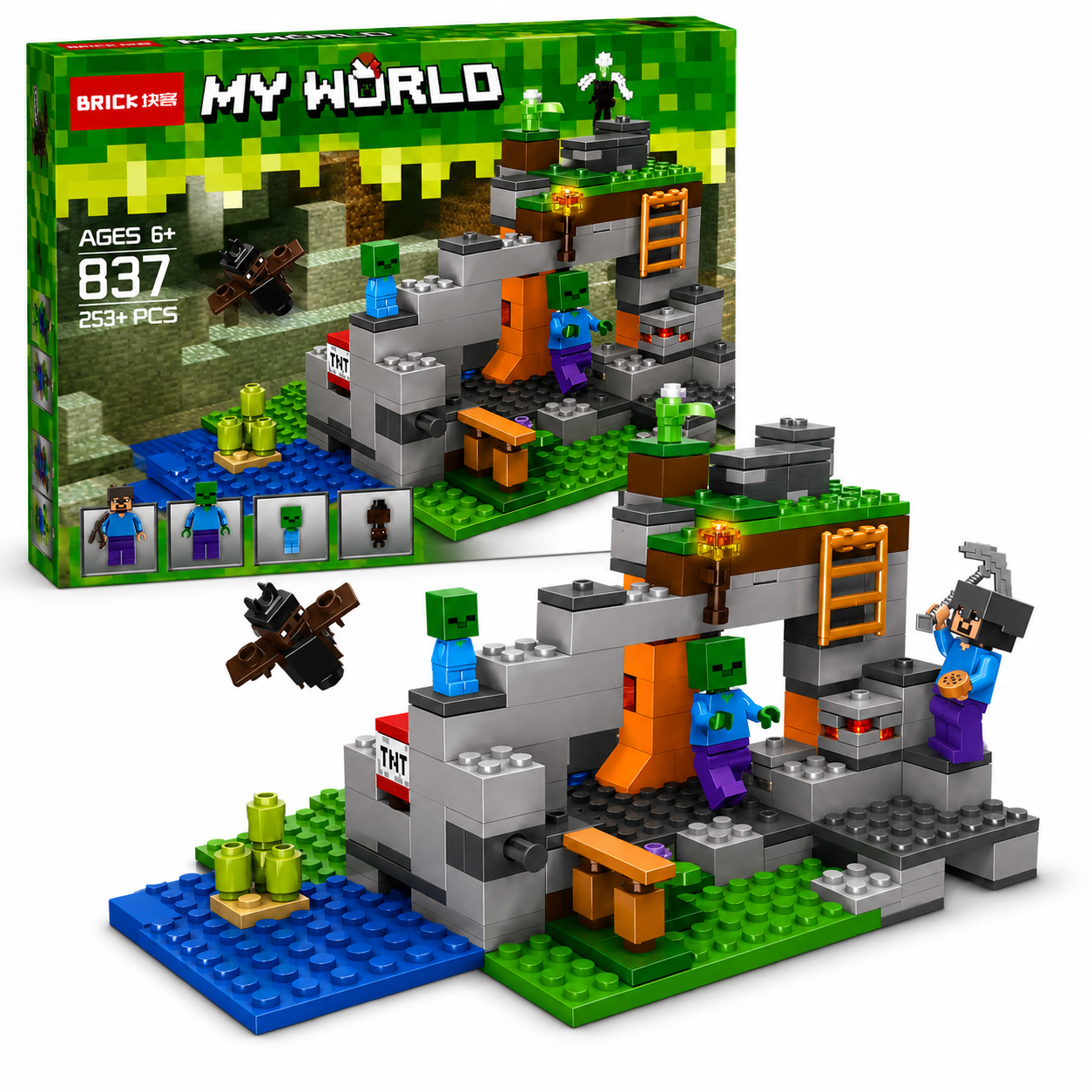 My World Zombie Cave Building Blocks Set – 253+ PCS Construction Toy