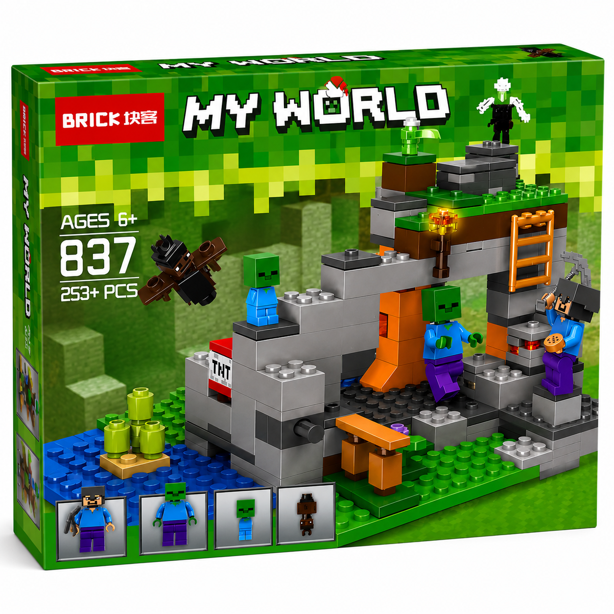 My World Zombie Cave Building Blocks Set – 253+ PCS Construction Toy