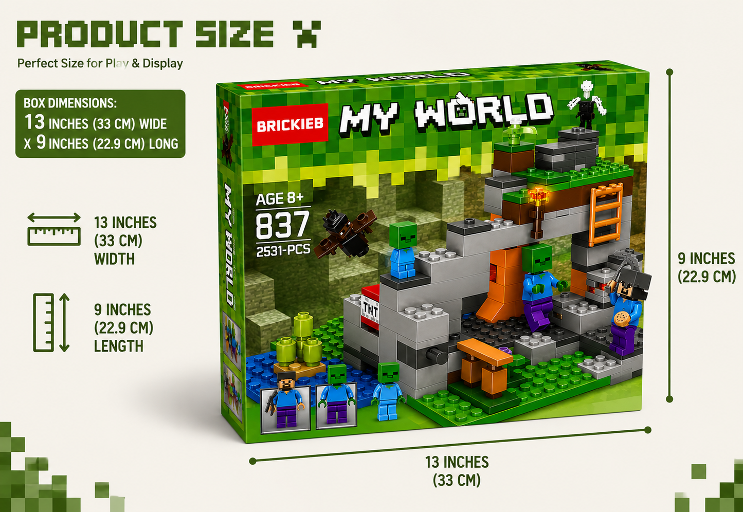 My World Zombie Cave Building Blocks Set – 253+ PCS Construction Toy