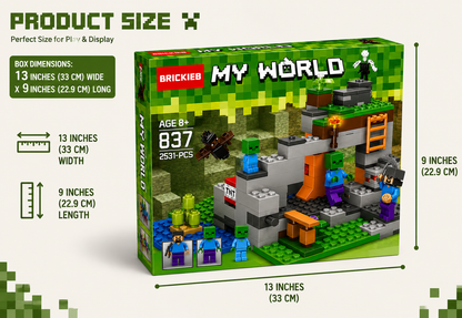 My World Zombie Cave Building Blocks Set – 253+ PCS Construction Toy