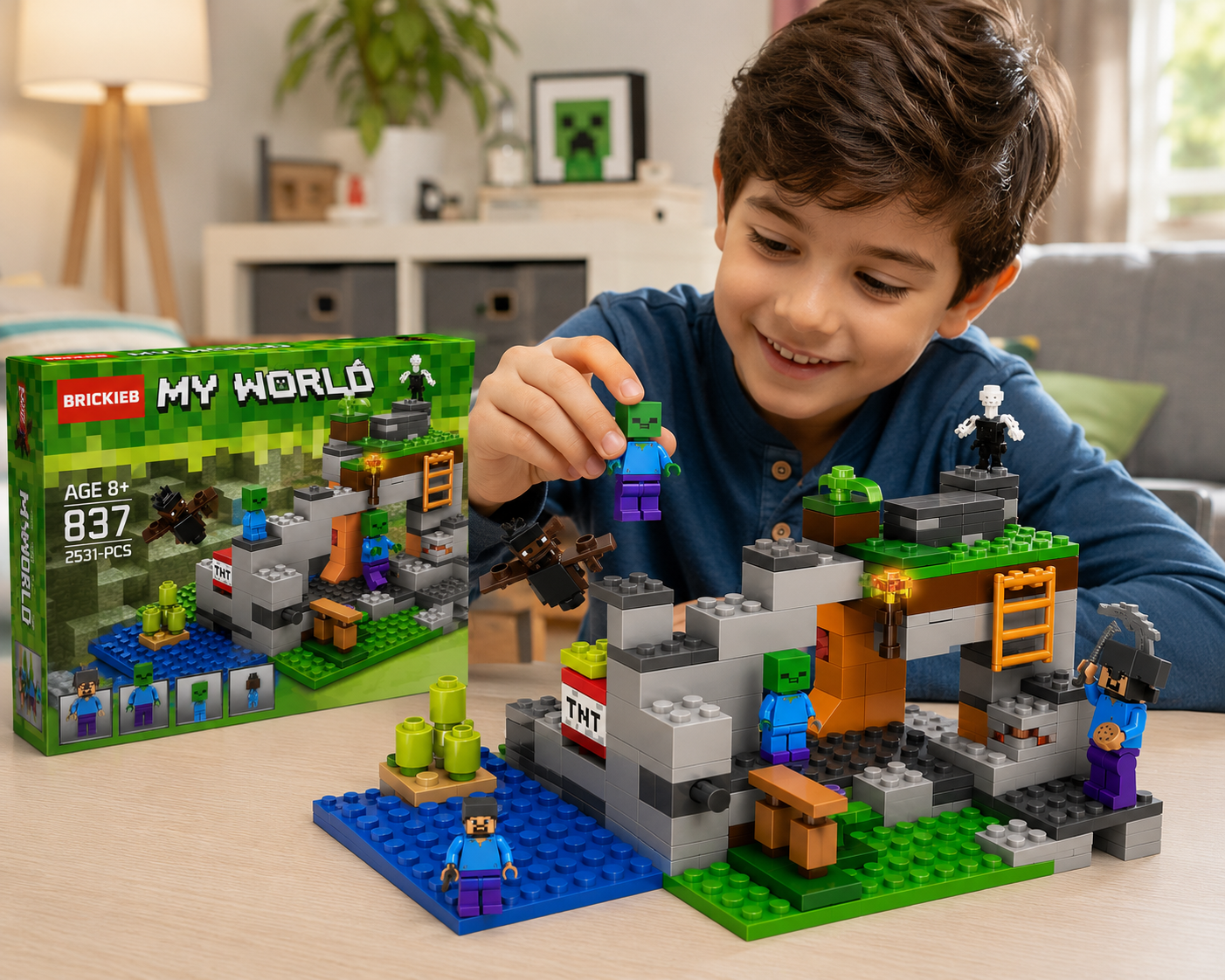 My World Zombie Cave Building Blocks Set – 253+ PCS Construction Toy